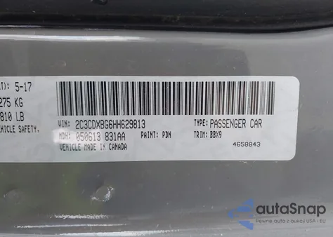 2017 Dodge Charger Se Rwd из США, поврежденный, VIN 2C3CDXBG6HH629813